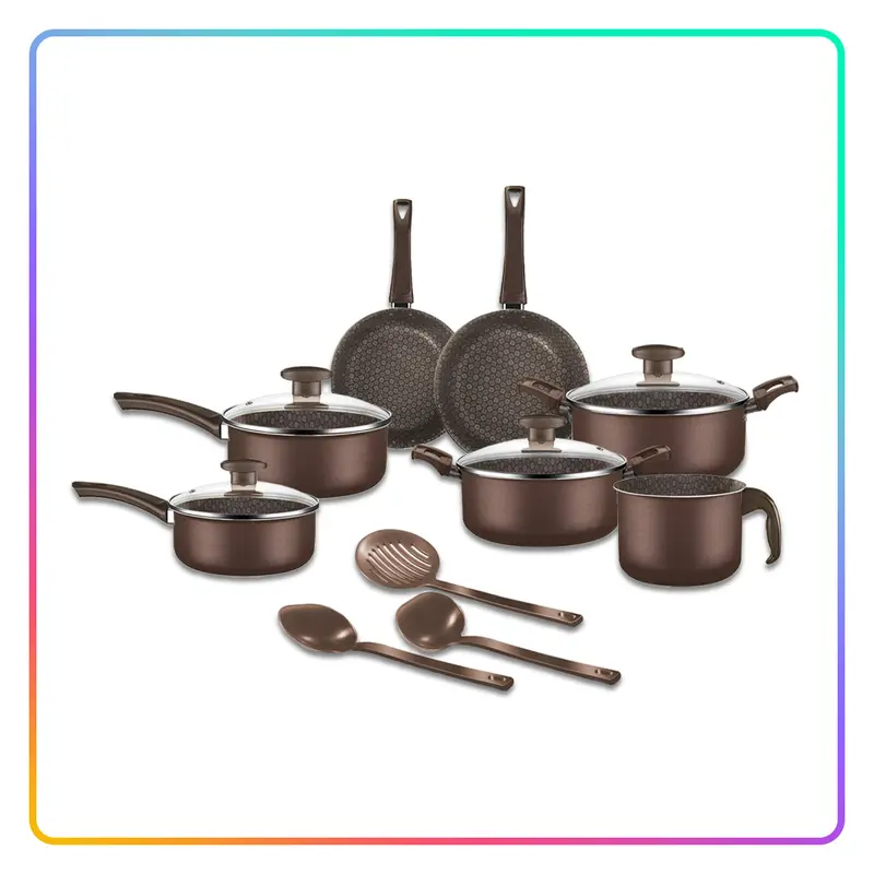 Jogo de Panelas 10 Peças - Marrom Bronze - Imagem 1